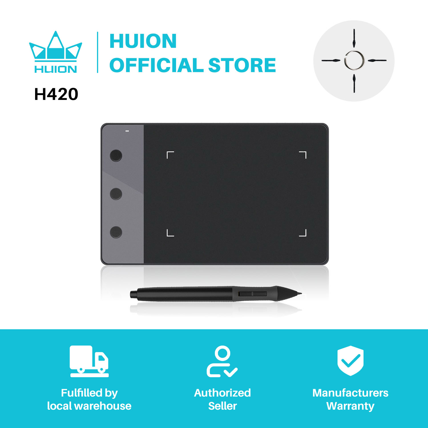 Huion Tablet Accessories - HUION – tablette graphique H420, 4x2.23
